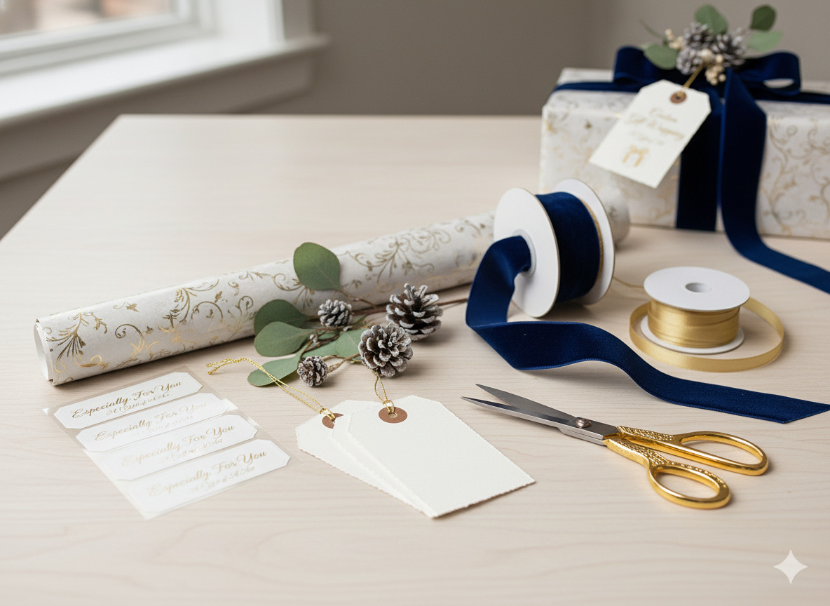 Elegant gift wrapping set with premium materials